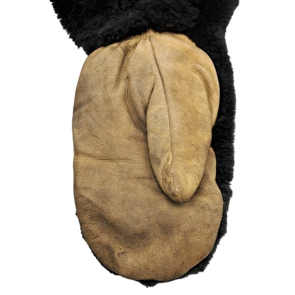 Vintage Leather Mittens With Black Shearling ? For Cold Weather Unisex Mens Wome - Picture 4 of 13